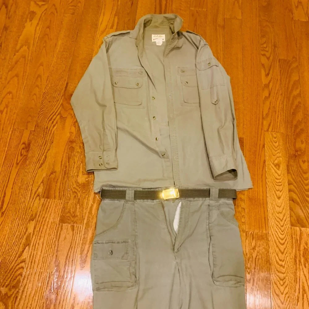Cabela's Matching Safari Hunting Fishing Field Shirt & Pants Outfit